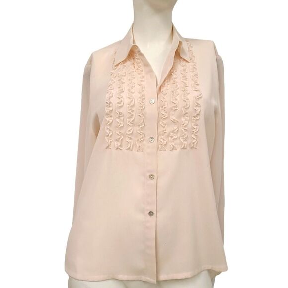 Andrea Viccaro Cream Tuxedo Top size Medium Petite - Picture 1 of 8